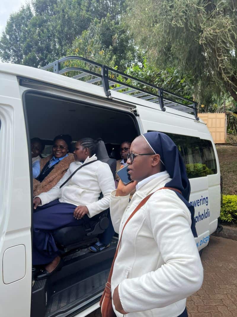 Sisters in West Africa travel by bus throughout their region.
