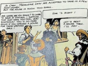 Madame Lamy and St. John Eudes in a Comic-style portrait created by the OLCGS Congregation.