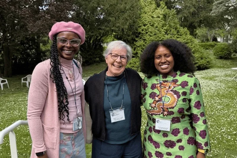 Three partners-in-mission in Angers, France, for the 2026 pilgrimage. 
