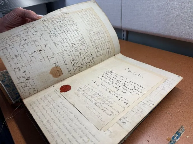 This images shows a book in the archives.