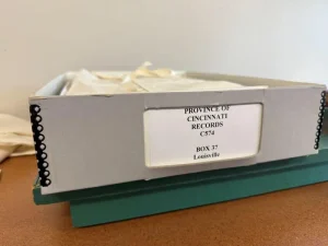 This is a photo of a book from our archives that our archivist needed to rebound to store.