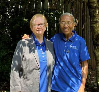 Srs. Brigid and Barbara pose together.