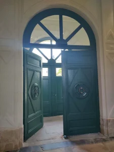 The green doors from the inside found at the motherhouse in Angers, France.