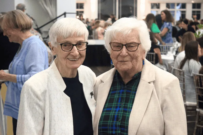 Sr. Elish McPartland (left) and Sr. Mary Ann Crowley, CSJ, former volunteer who served 12 years as a counselor at MDCS.