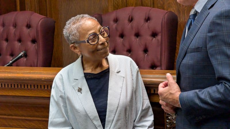 Sr. Gayle Lwanga at the court case in Schuylkill County.