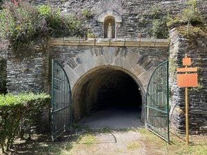 This tunnel provides a rich experience for pilgrims in Angers, France. 