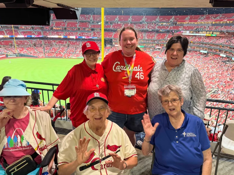 The Mason Pointe crew at the Cardinals' baseball game.